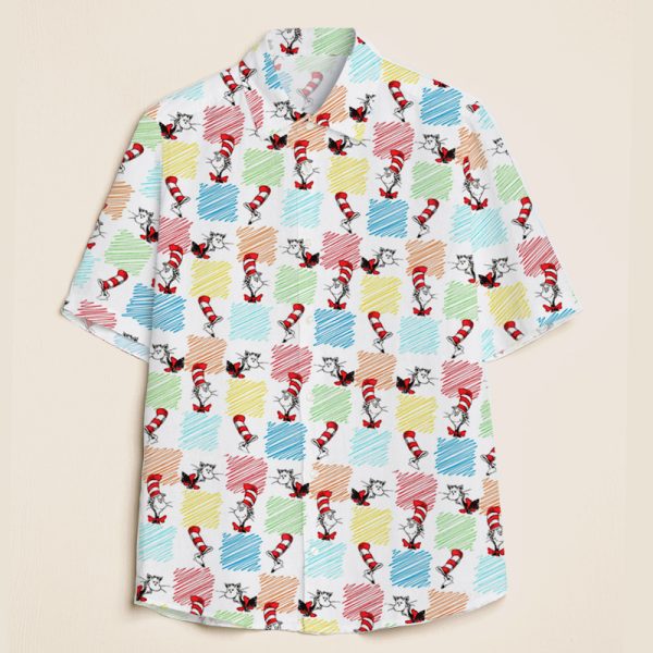Colorful Plaid Cartoon Dog Teacher Short Sleeve Shirt