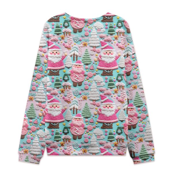 Pink Christmas Teacher Cable Knit Sweatshirt