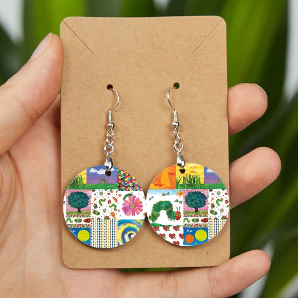 Caterpillar In Spring Teacher Wooden Earrings