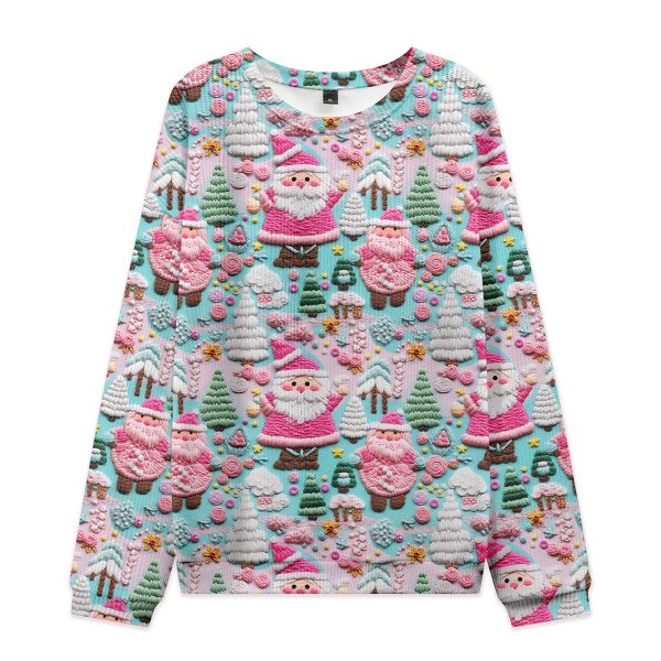 Pink Christmas Teacher Cable Knit Sweatshirt