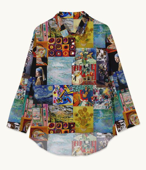 Famous Paintings Display Teacher Crinkle Fabric Shirt