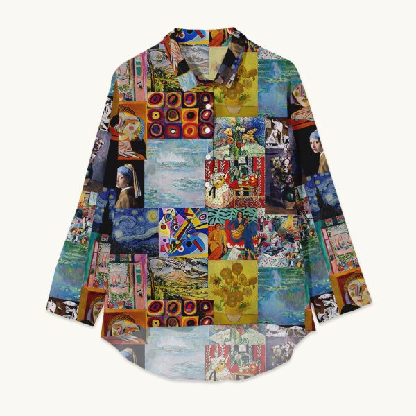 Famous Paintings Display Teacher Crinkle Fabric Shirt