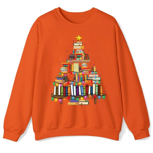 Book Christmas Tree Teacher Sweatshirt