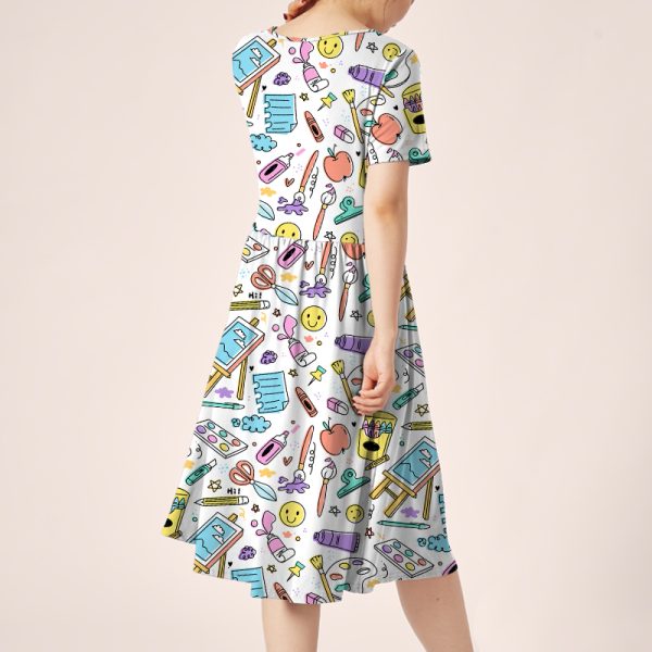 Freely Draw The Picture In Your Mind Teacher Printed One Piece Dress