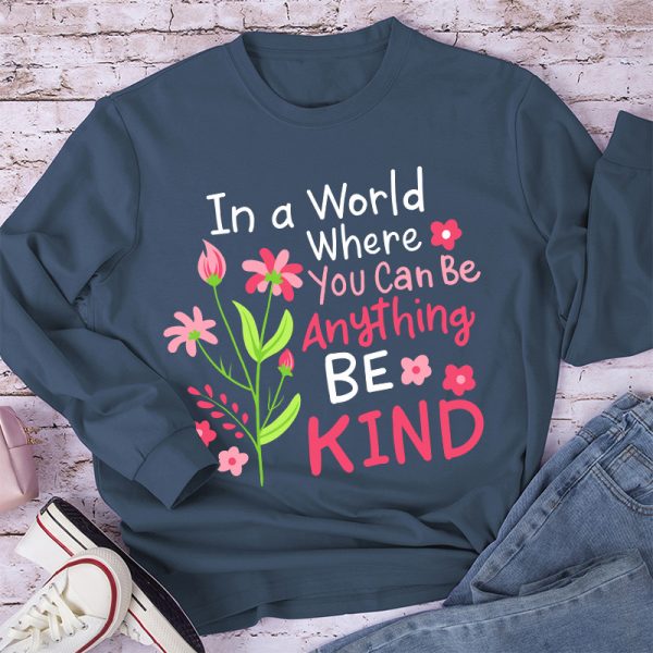 Be Kind Pink Flower Teacher Long Sleeve T-Shirt
