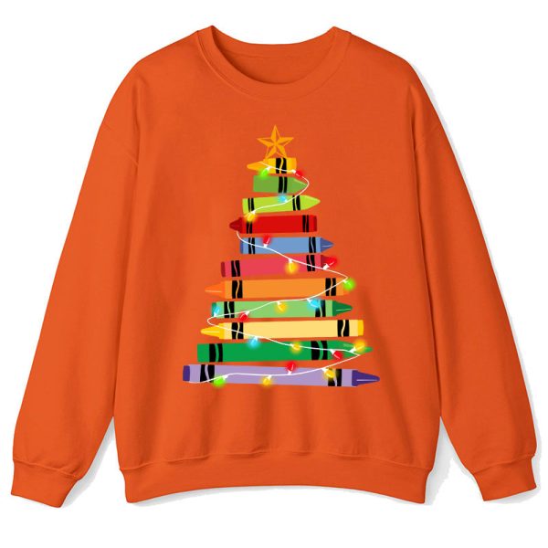 Crayons Tree Colored Ligths Teacher Sweatshirt