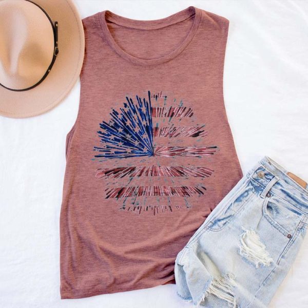 Fireworks Flag Teacher Tank Top