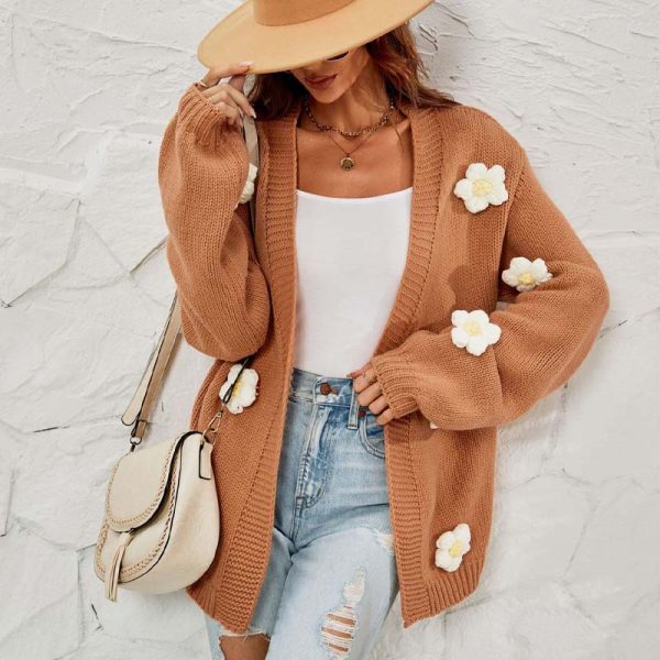 Women's Loose Flower Cardigan Sweater