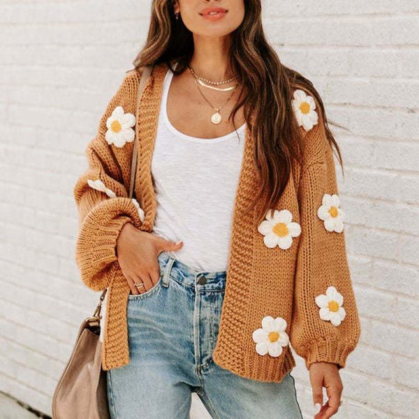 Women's Loose Flower Cardigan Sweater