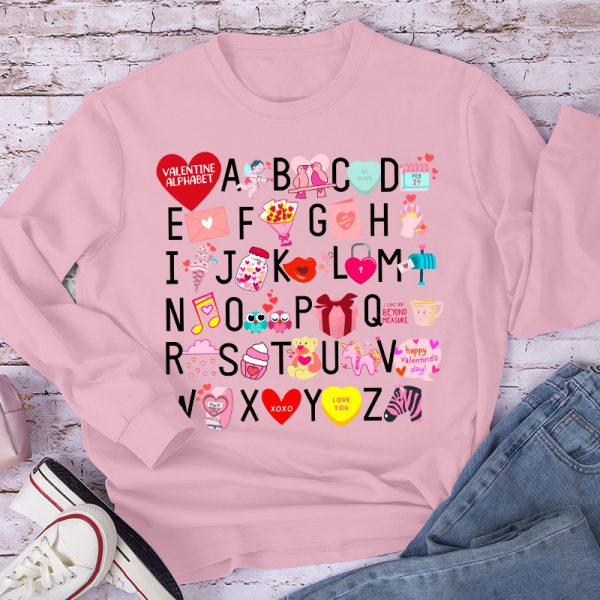 Valentine Alphabet Teacher Long Sleeve T-Shirt