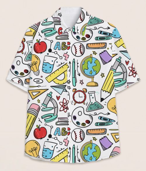 Colorful Teaching Supplies Teacher Short Sleeve Shirt