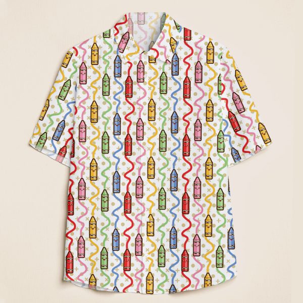 Colored Crayons Teacher Short Sleeve Shirt