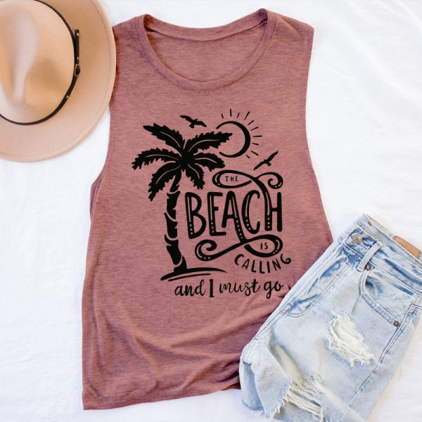 The Beach Is Calling And I Must Go Teacher Tank Top