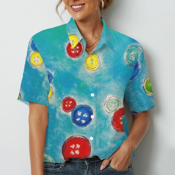 Colored Buttons Teacher Short Sleeve Shirt