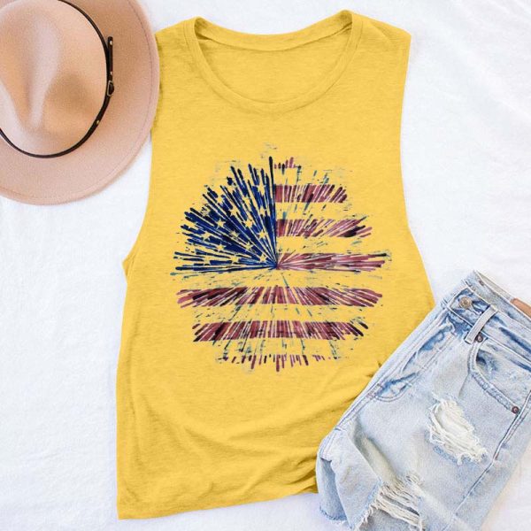 Fireworks Flag Teacher Tank Top