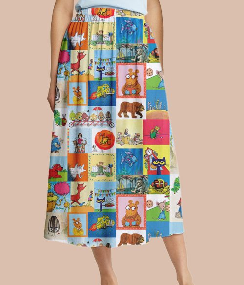 I Still Read Children's Books Teacher Autumn Printed Midi Skirt