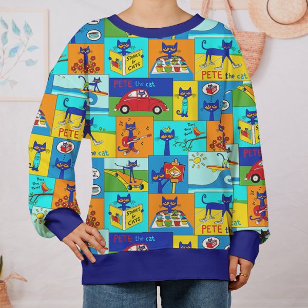 Pete Cat's Daily Routine Teacher Printed Sweatshirt