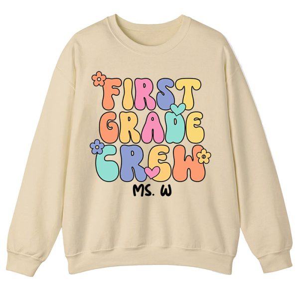 Personalized Grade And Name Crew Teacher Sweatshirt