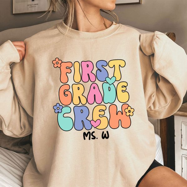 Personalized Grade And Name Crew Teacher Sweatshirt