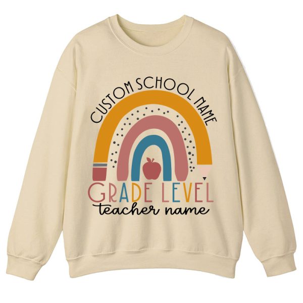 Personalized Name Rainbow Apple Teacher Sweatshirt