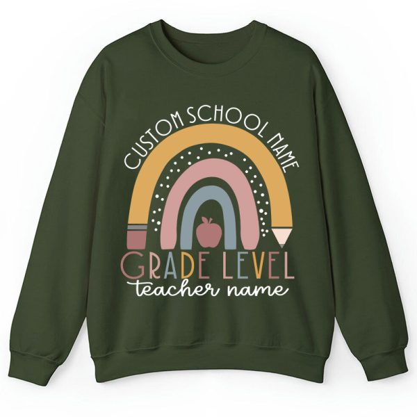 Personalized Name Rainbow Apple Teacher Sweatshirt