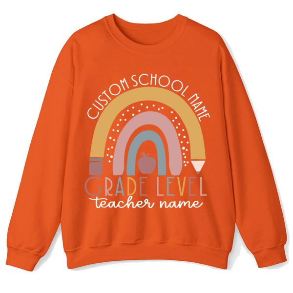 Personalized Name Rainbow Apple Teacher Sweatshirt