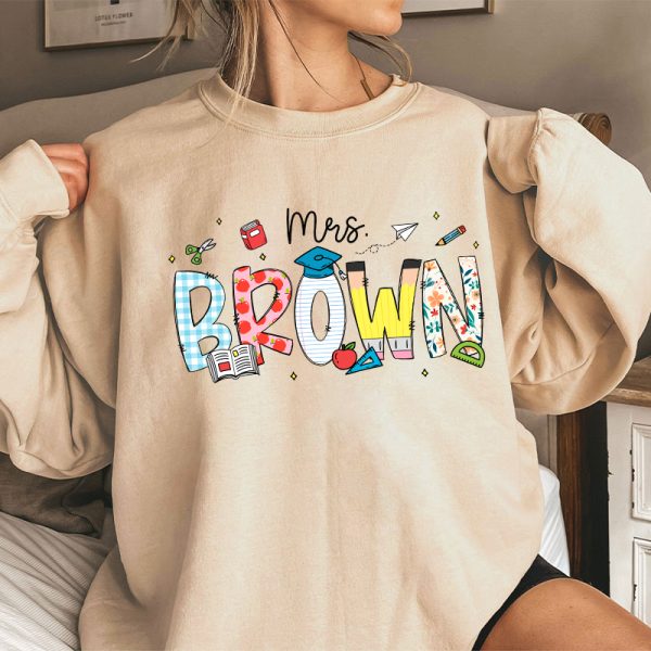 Personalized Name Cartoon Stationery Teacher Sweatshirt