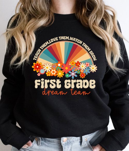 Personalized Teach Love Watch Them Grow Teacher Sweatshirt