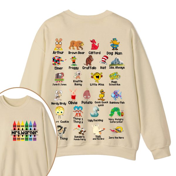 Personalized Pencil Crayon Name Teacher Two Sided Sweatshirt