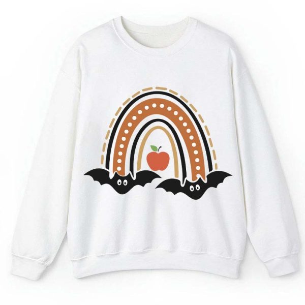 Halloween Bat Rainbow Teacher Sweatshirt