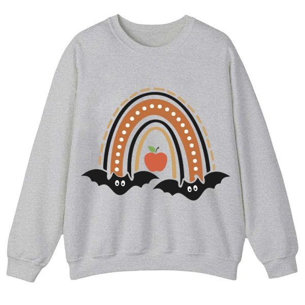 Halloween Bat Rainbow Teacher Sweatshirt