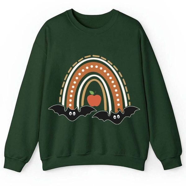 Halloween Bat Rainbow Teacher Sweatshirt