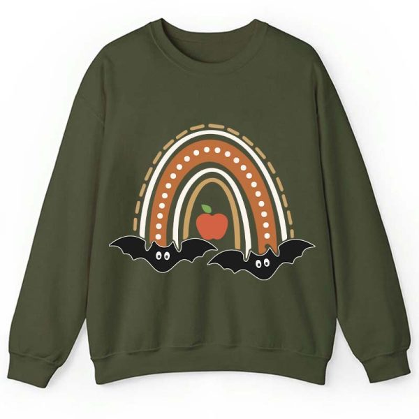 Halloween Bat Rainbow Teacher Sweatshirt