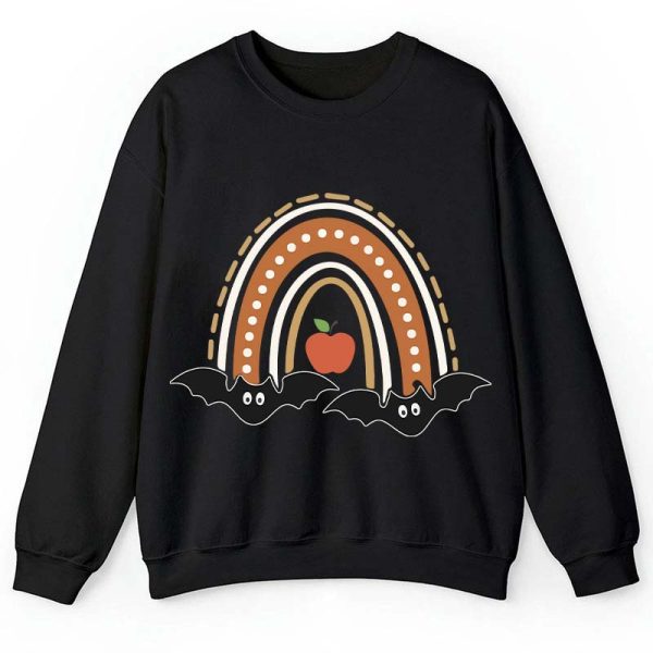Halloween Bat Rainbow Teacher Sweatshirt