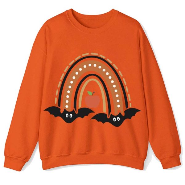 Halloween Bat Rainbow Teacher Sweatshirt