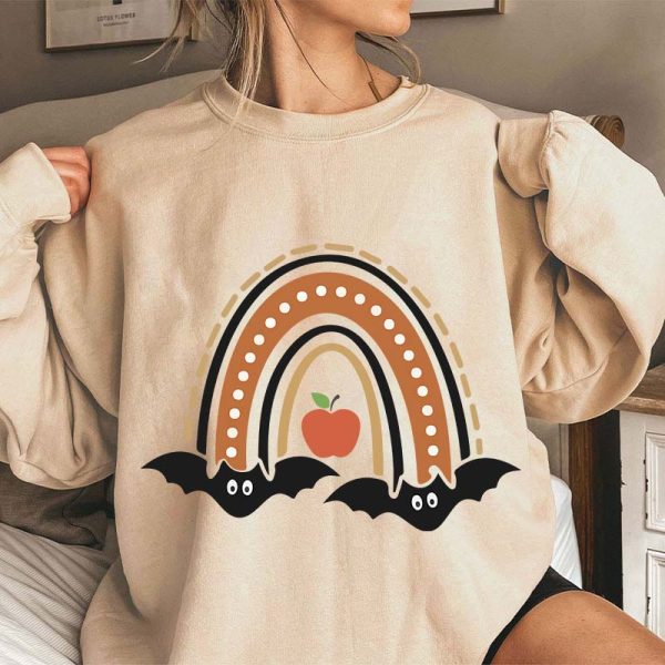 Halloween Bat Rainbow Teacher Sweatshirt