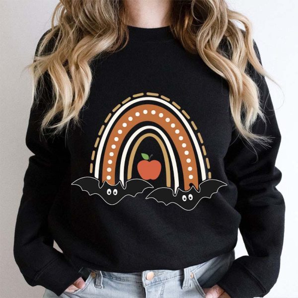 Halloween Bat Rainbow Teacher Sweatshirt