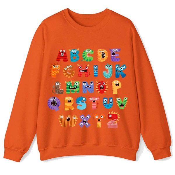 Cute Halloween Monster Alphabet School Teacher Sweatshirt