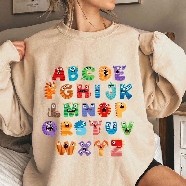 Cute Halloween Monster Alphabet School Teacher Sweatshirt