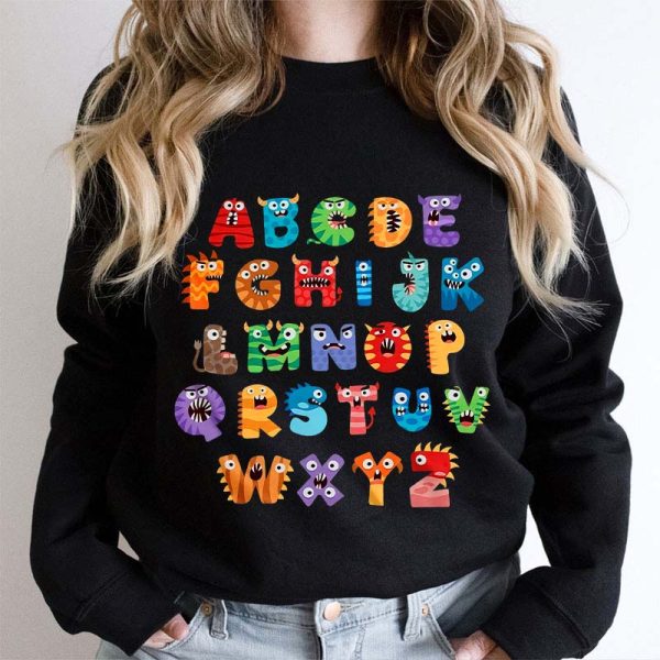 Cute Halloween Monster Alphabet School Teacher Sweatshirt