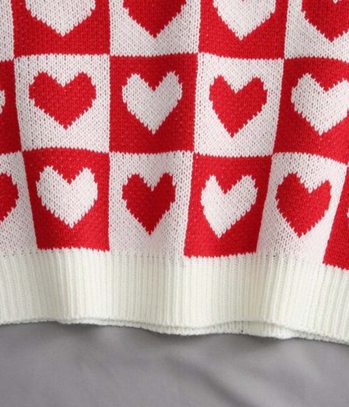 Heart Checker Pattern Sweater Vest