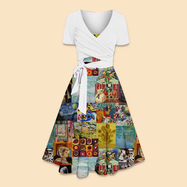 Falling Into The Ocean Of Art Teacher Uspender Long Skirt Top Suit