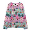 Pink Dreamy Christmas Teacher Cable Knit Sweatshirt