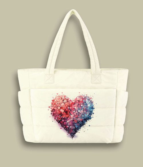 Bubble Heart Teacher Puffy Tote Bag