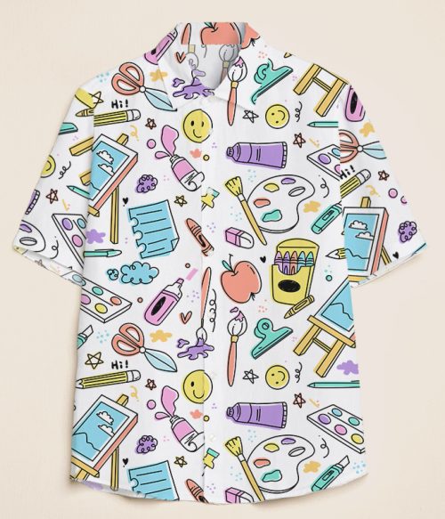 Wielding A Paintbrush My Big Artist Teacher Short Sleeve Shirt