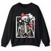 Skeleton With Smiling Skull Drinking Coffee Latte Teacher Sweatshirt