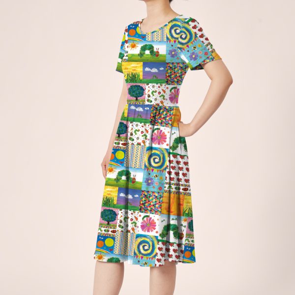 Garden Trip With Caterpillars Teacher Printed One Piece Dress