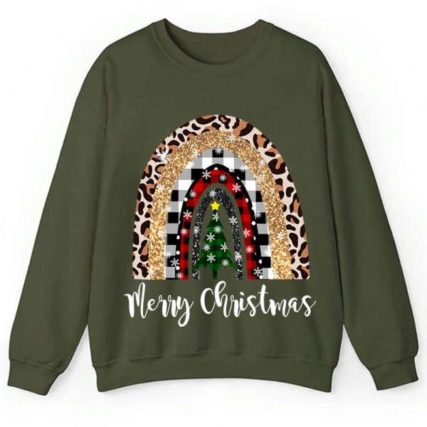 Merry Christmas A Christmas Tree In The Snow Teacher Sweatshirt
