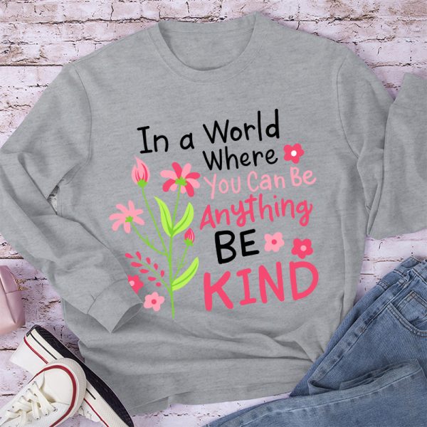 Be Kind Pink Flower Teacher Long Sleeve T-Shirt