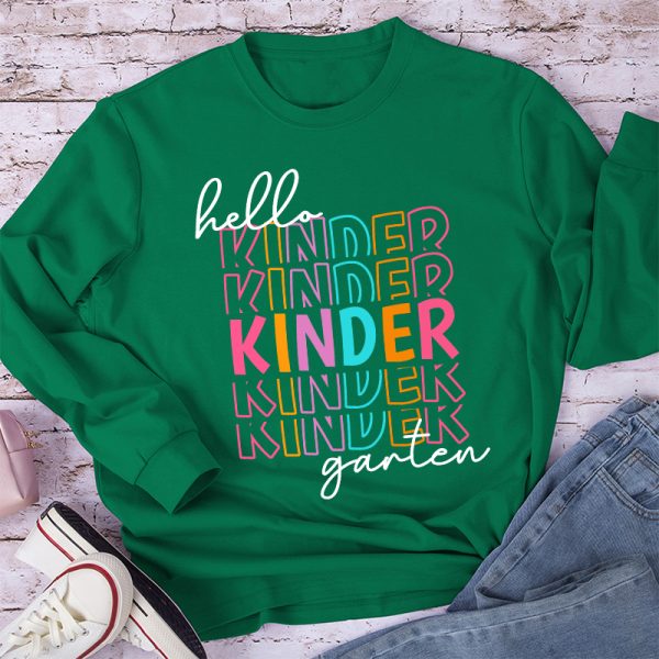Personalized Hello Kindergarten Letters Colorful Long Sleeve T-Shirt